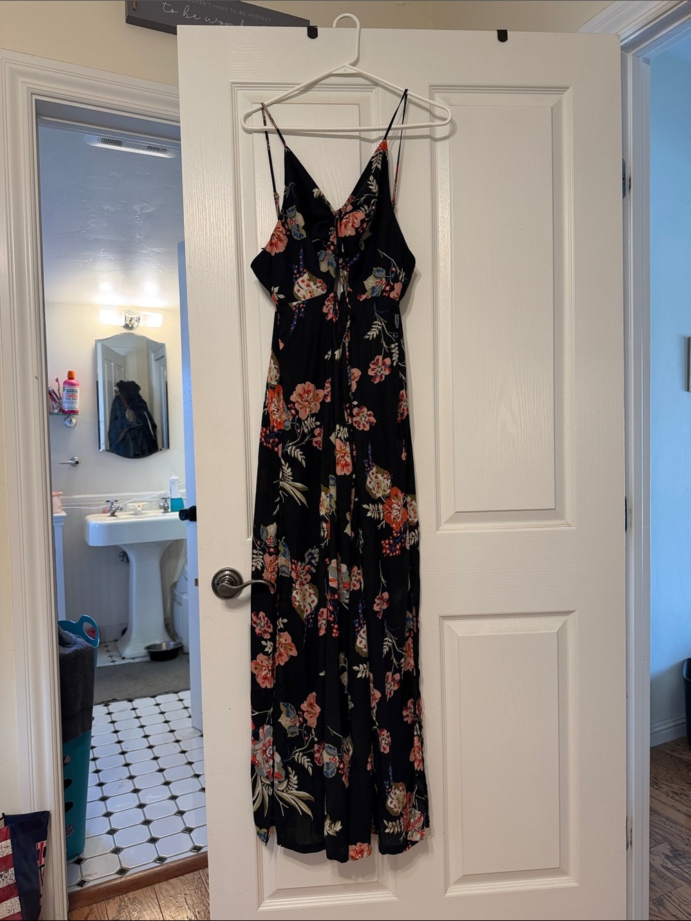 Black Floral jumpsuit  with Spaghetti Straps